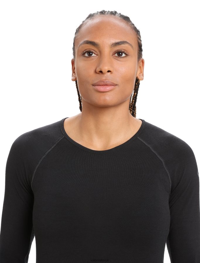 Icebreaker Women BodyfitZone Merino 200 Zone Thermal Long Sleeve Crewe Top Z04NXR862 Clothing Black - Image 4