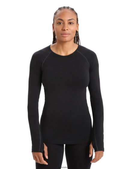 Icebreaker Women BodyfitZone Merino 200 Zone Thermal Long Sleeve Crewe Top Z04NXR862 Clothing Black