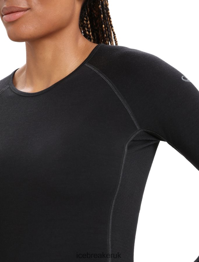 Icebreaker Women BodyfitZone Merino 200 Zone Thermal Long Sleeve Crewe Top Z04NXR862 Clothing Black - Image 6