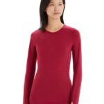 Icebreaker Women BodyfitZone Merino 200 Zone Thermal Long Sleeve Crewe Top Z04NXR863 Clothing Cherry