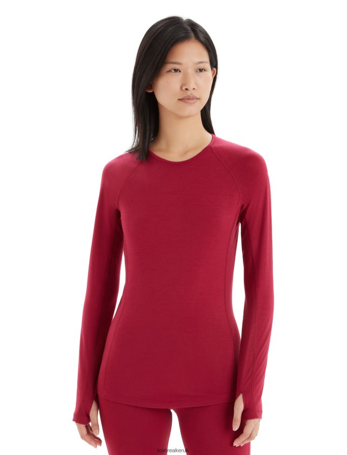 Icebreaker Women BodyfitZone Merino 200 Zone Thermal Long Sleeve Crewe Top Z04NXR863 Clothing Cherry - Image 1