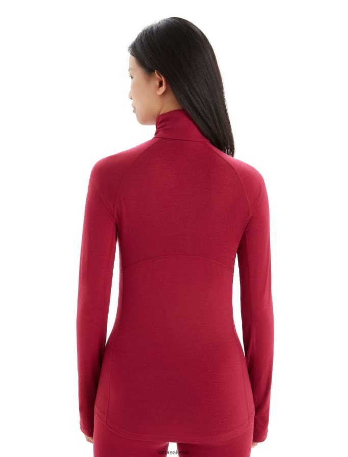 Icebreaker Women BodyfitZone Merino 200 Zone Thermal Long Sleeve Half Zip Top Z04NXR806 Clothing Cherry - Image 2