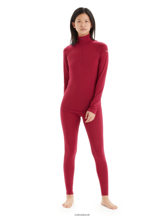 Icebreaker Women BodyfitZone Merino 200 Zone Thermal Long Sleeve Half Zip Top Z04NXR806 Clothing Cherry - Image 3