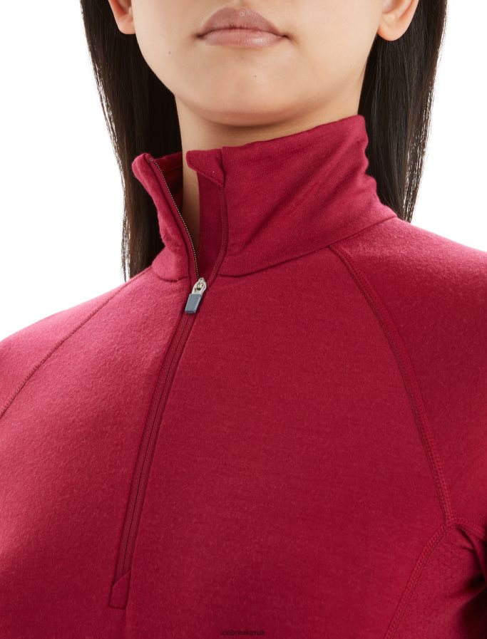 Icebreaker Women BodyfitZone Merino 200 Zone Thermal Long Sleeve Half Zip Top Z04NXR806 Clothing Cherry - Image 4