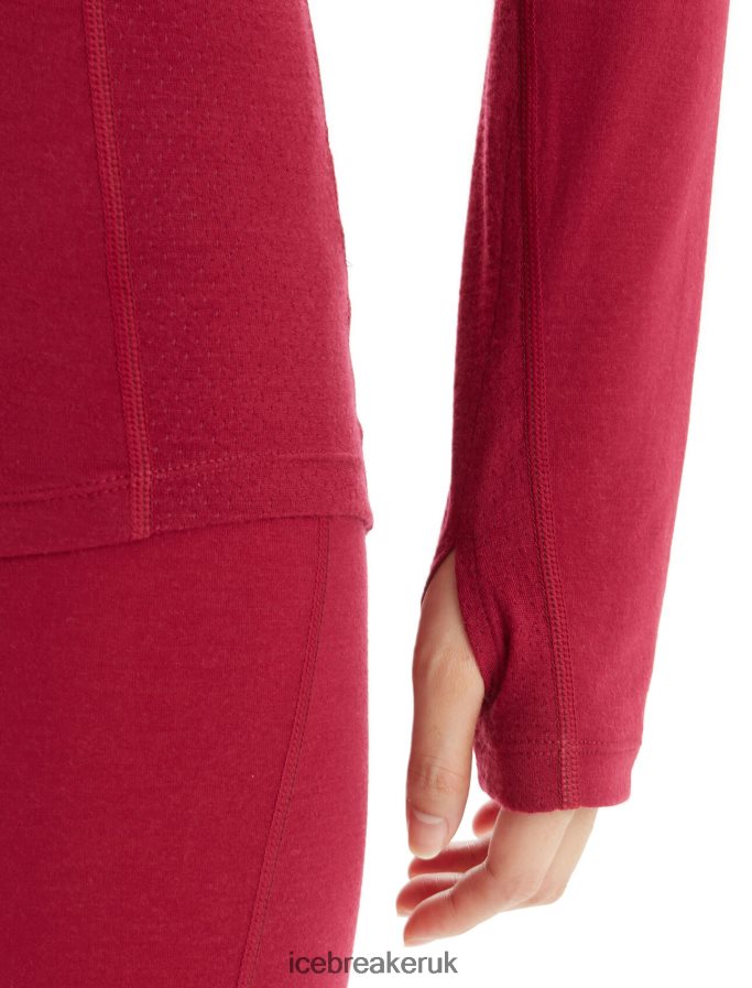 Icebreaker Women BodyfitZone Merino 200 Zone Thermal Long Sleeve Half Zip Top Z04NXR806 Clothing Cherry - Image 5