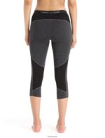 Icebreaker Women BodyfitZone Merino 260 Zone 3/4 Thermal Leggings Z04NXR886 Clothing Jet Heather/Black - Image 2