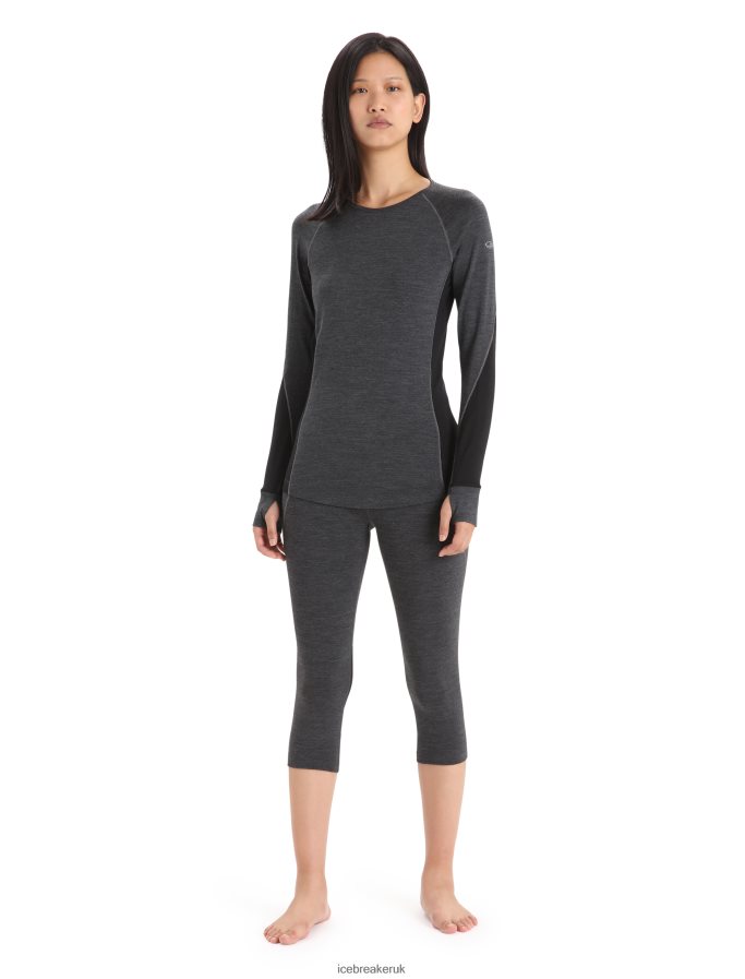 Icebreaker Women BodyfitZone Merino 260 Zone 3/4 Thermal Leggings Z04NXR886 Clothing Jet Heather/Black - Image 3