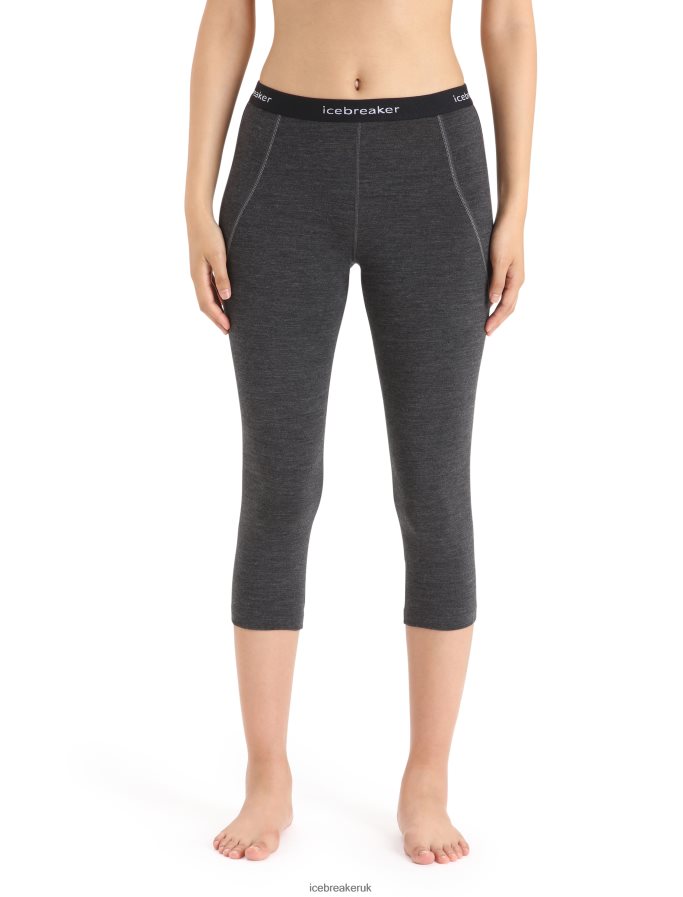 Icebreaker Women BodyfitZone Merino 260 Zone 3/4 Thermal Leggings Z04NXR886 Clothing Jet Heather/Black - Image 1