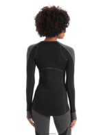 Icebreaker Women BodyfitZone Merino 260 Zone Long Sleeve Crewe Thermal Top Z04NXR870 Clothing Jet Heather/Black - Image 2