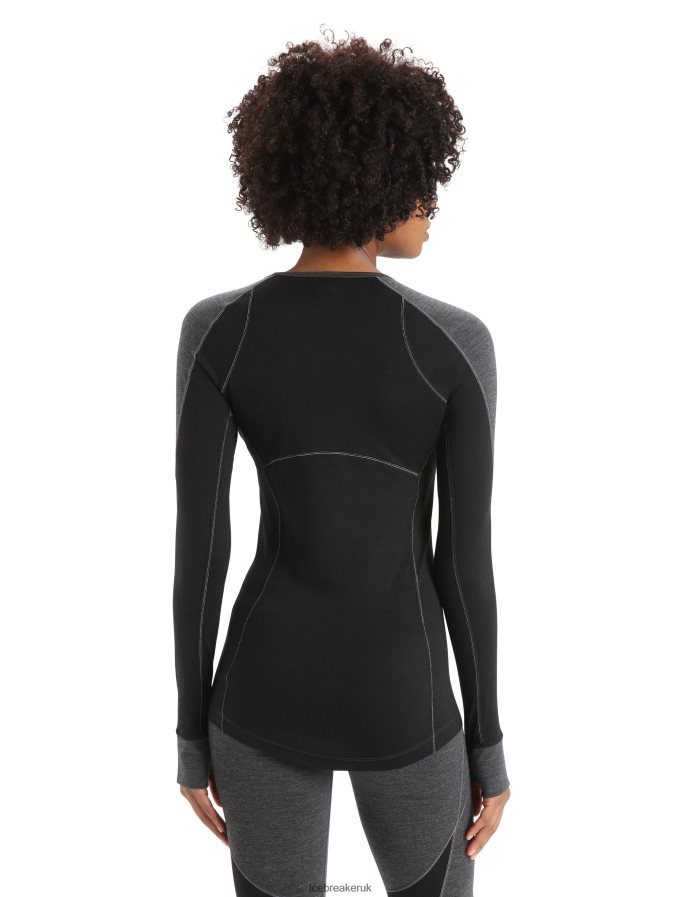 Icebreaker Women BodyfitZone Merino 260 Zone Long Sleeve Crewe Thermal Top Z04NXR870 Clothing Jet Heather/Black - Image 2