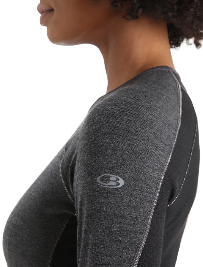 Icebreaker Women BodyfitZone Merino 260 Zone Long Sleeve Crewe Thermal Top Z04NXR870 Clothing Jet Heather/Black - Image 5
