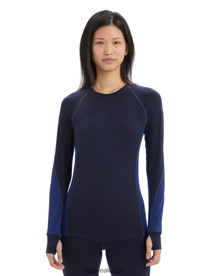 Icebreaker Women BodyfitZone Merino 260 Zone Long Sleeve Crewe Thermal Top Z04NXR871 Clothing Midnight Navy/Royal Navy - Image 1