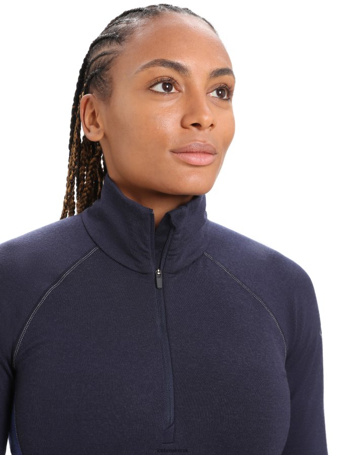Icebreaker Women BodyfitZone Merino 260 Zone Long Sleeve Half Zip Thermal Top Z04NXR846 Clothing Midnight Navy/Royal Navy - Image 4
