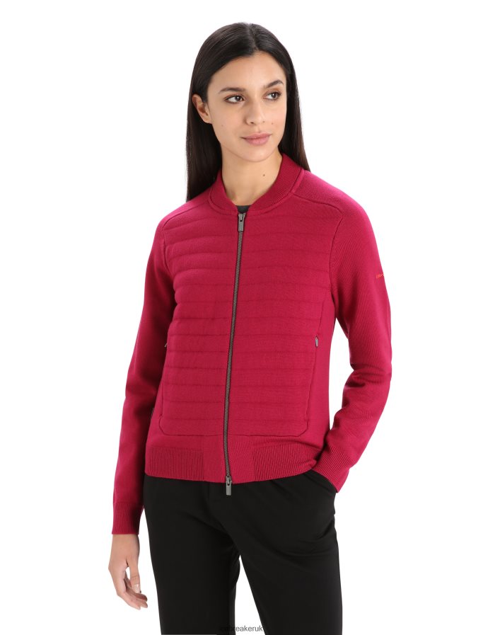 Icebreaker Women City Label ZoneKnit Merino Insulated Knit Bomber Z04NXR879 Clothing Cherry - Image 1