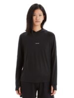 Icebreaker Women Cool-Lite Merino Long Sleeve Hoodie Z04NXR696 Clothing Black