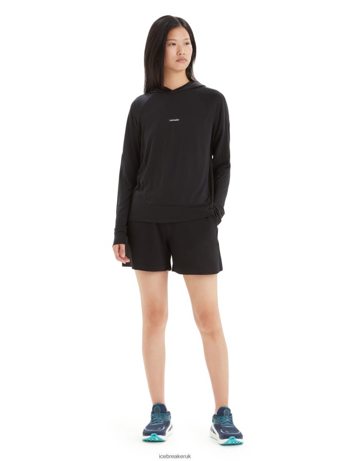 Icebreaker Women Cool-Lite Merino Long Sleeve Hoodie Z04NXR696 Clothing Black - Image 3