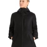 Icebreaker Women Felted Merino Hooded Jacket Z04NXR814 Clothing Black