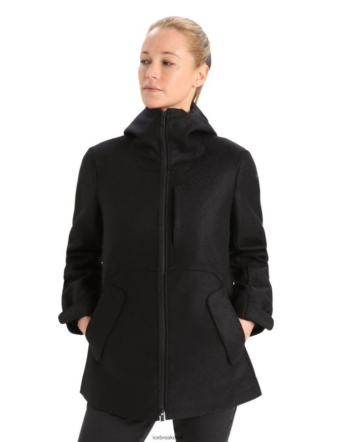 icebreaker_women_felted_merino_hooded_jacket_z04nxr814_clothing_black.jpg Icebreaker Women Felted Merino Hooded Jacket Z04NXR814 Clothing Black - Image 1
