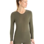 Icebreaker Women Merino 175 Everyday Long Sleeve Crewe Thermal Top Z04NXR817 Clothing Loden