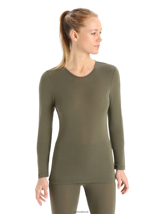 Icebreaker Women Merino 175 Everyday Long Sleeve Crewe Thermal Top Z04NXR817 Clothing Loden - Image 1
