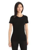 Icebreaker Women Merino 175 Everyday Short Sleeve Crewe Thermal Top Z04NXR573 Clothing Black