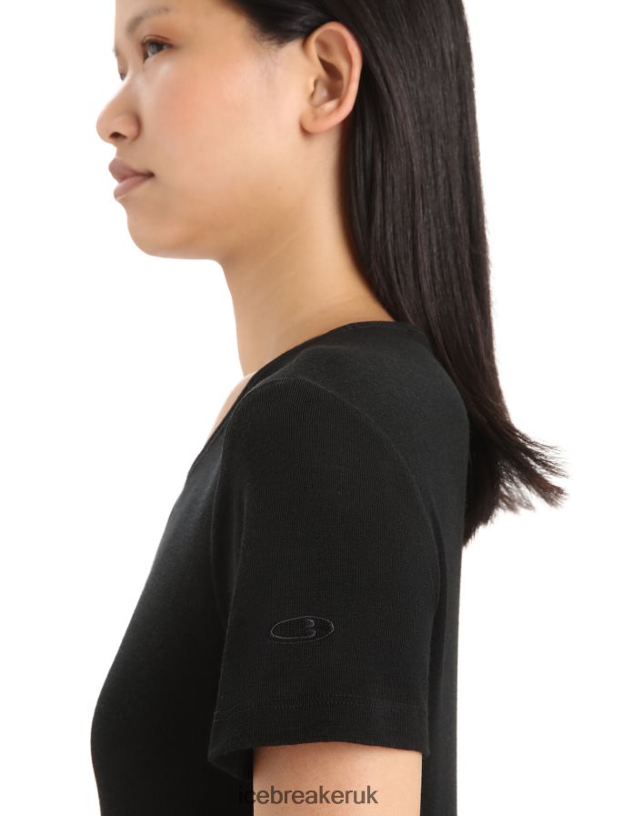 Icebreaker Women Merino 175 Everyday Short Sleeve Crewe Thermal Top Z04NXR573 Clothing Black - Image 5