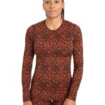 Icebreaker Women Merino 200 Oasis Long Sleeve Crewe Thermal Top Lichen Z04NXR835 Clothing Black/Cherry