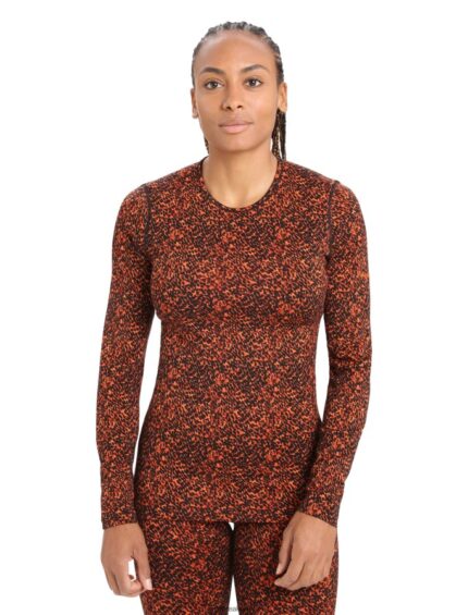 Icebreaker Women Merino 200 Oasis Long Sleeve Crewe Thermal Top Lichen Z04NXR835 Clothing Black/Cherry