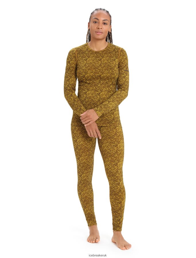 Icebreaker Women Merino 200 Oasis Long Sleeve Crewe Thermal Top Lichen Z04NXR836 Clothing Silent Gold/Clove - Image 4