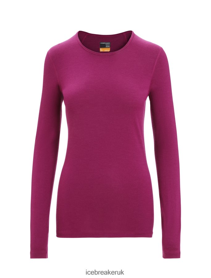 Icebreaker Women Merino 200 Oasis Long Sleeve Crewe Thermal Top Z04NXR560 Clothing Go Berry - Image 5