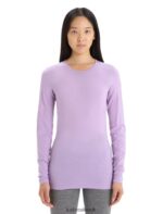 Icebreaker Women Merino 200 Oasis Long Sleeve Crewe Thermal Top Z04NXR561 Clothing Purple Gaze