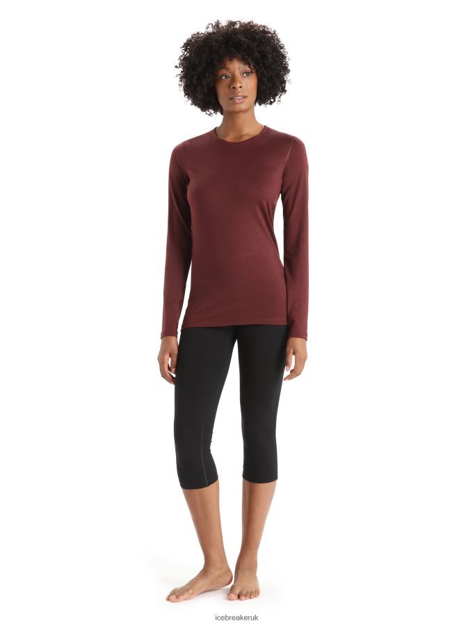 Icebreaker Women Merino 200 Oasis Long Sleeve Crewe Thermal Top Z04NXR802 Clothing Espresso - Image 3