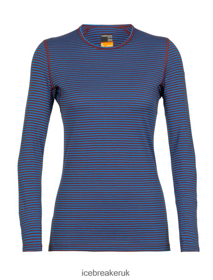 Icebreaker Women Merino 200 Oasis Long Sleeve Crewe Thermal Top Z04NXR804 Clothing Lazurite/Espresso - Image 7