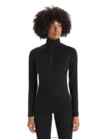 Icebreaker Women Merino 200 Oasis Long Sleeve Half Zip Thermal Top Z04NXR568 Clothing Black