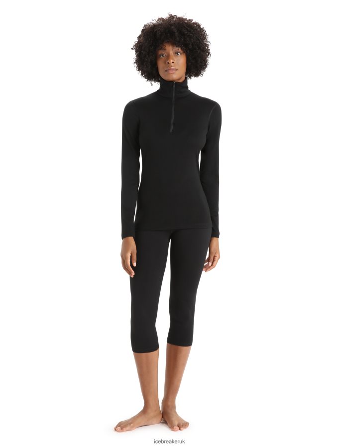 Icebreaker Women Merino 200 Oasis Long Sleeve Half Zip Thermal Top Z04NXR568 Clothing Black - Image 3