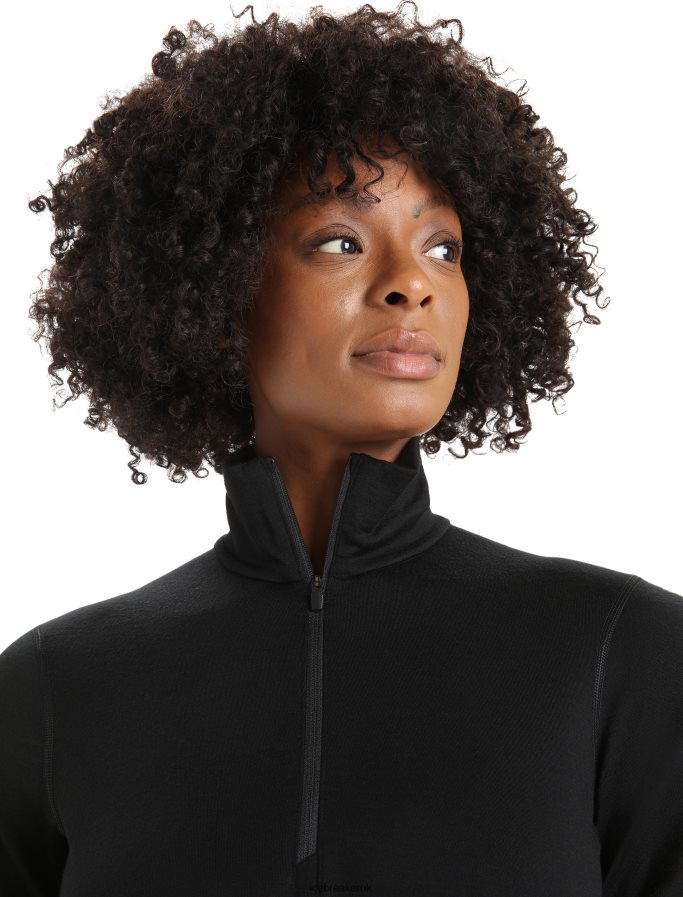 Icebreaker Women Merino 200 Oasis Long Sleeve Half Zip Thermal Top Z04NXR568 Clothing Black - Image 4