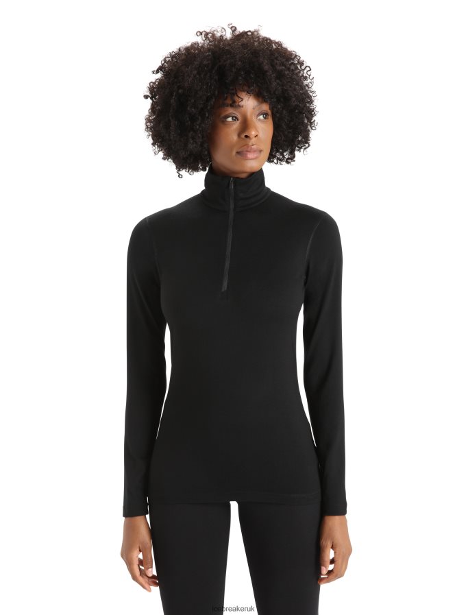 Icebreaker Women Merino 200 Oasis Long Sleeve Half Zip Thermal Top Z04NXR568 Clothing Black - Image 1