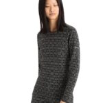 Icebreaker Women Merino 250 Vertex Long Sleeve Crewe Thermal Top Alpine Geo Z04NXR857 Clothing Black/Snow