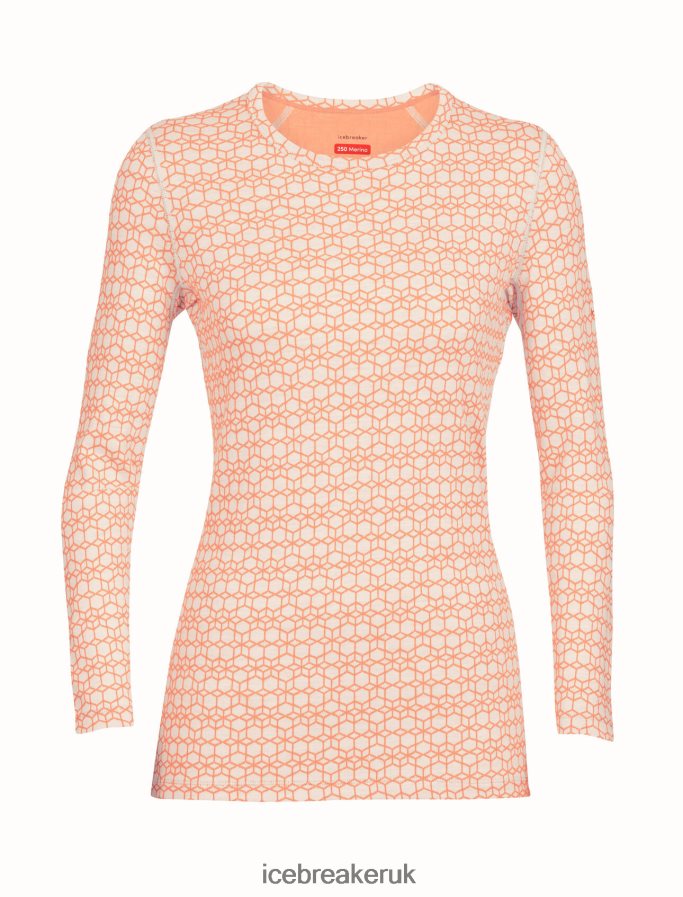 Icebreaker Women Merino 250 Vertex Long Sleeve Crewe Thermal Top Alpine Geo Z04NXR858 Clothing Snow/Flash - Image 6