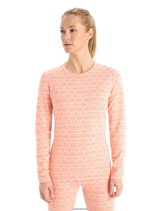 Icebreaker Women Merino 250 Vertex Long Sleeve Crewe Thermal Top Alpine Geo Z04NXR858 Clothing Snow/Flash - Image 1