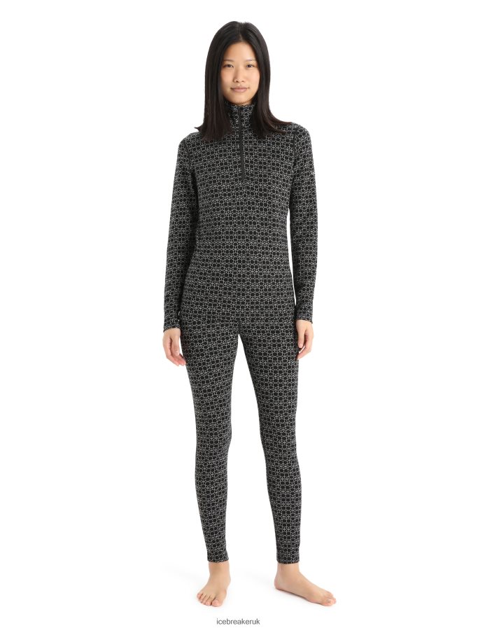 Icebreaker Women Merino 250 Vertex Long Sleeve Half Zip Thermal Top Alpine Geo Z04NXR820 Clothing Black/Snow - Image 3
