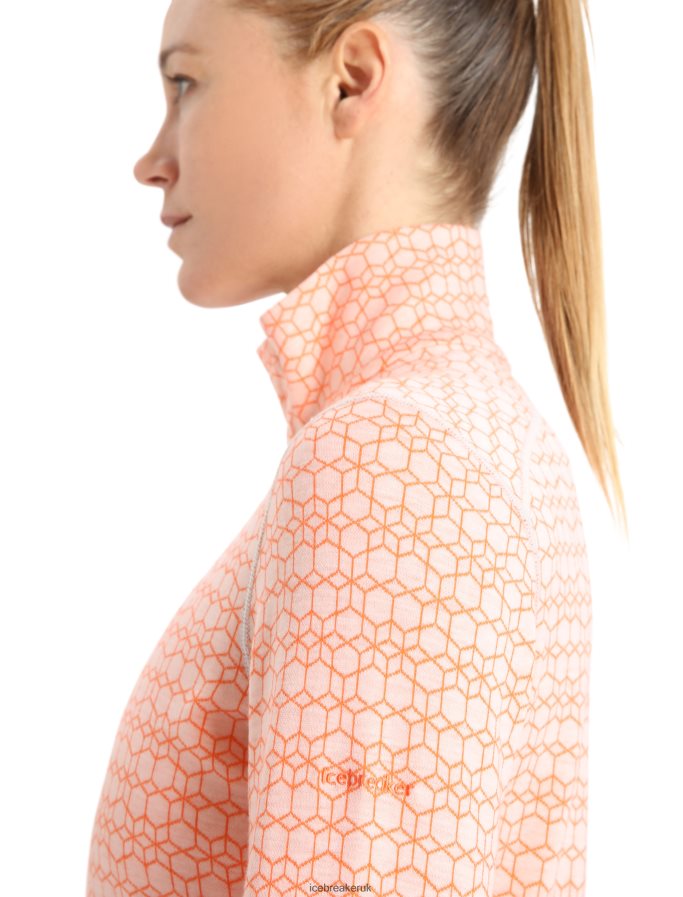 Icebreaker Women Merino 250 Vertex Long Sleeve Half Zip Thermal Top Alpine Geo Z04NXR821 Clothing Snow/Flash - Image 5
