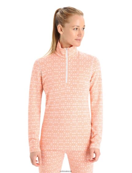 Icebreaker Women Merino 250 Vertex Long Sleeve Half Zip Thermal Top Alpine Geo Z04NXR821 Clothing Snow/Flash