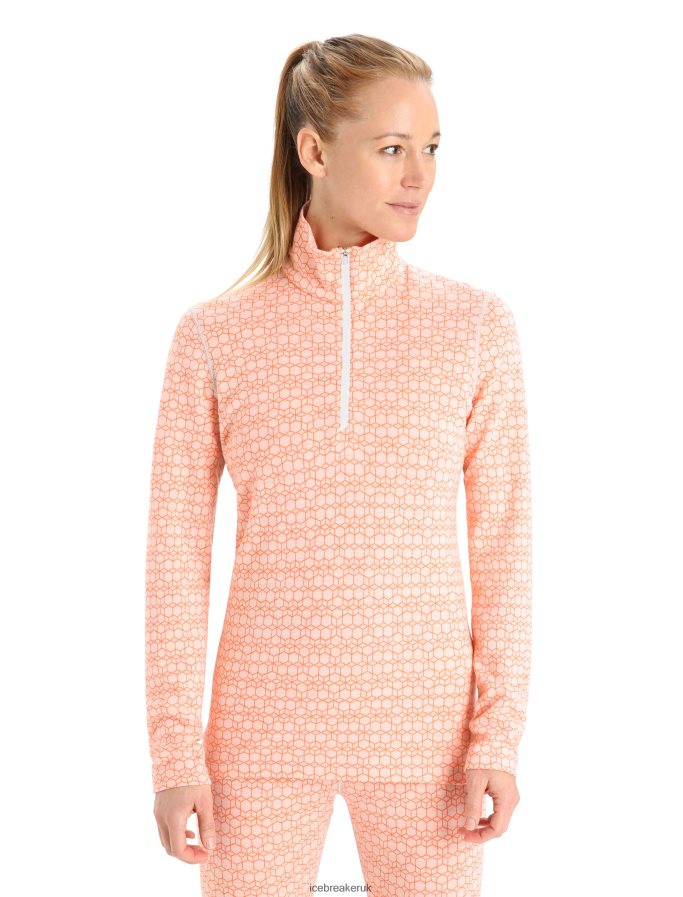 Icebreaker Women Merino 250 Vertex Long Sleeve Half Zip Thermal Top Alpine Geo Z04NXR821 Clothing Snow/Flash - Image 1
