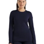 Icebreaker Women Merino 260 Tech Long Sleeve Crewe Thermal Top Z04NXR572 Clothing Midnight Navy