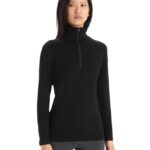Icebreaker Women Merino 260 Tech Long Sleeve Half Zip Thermal Top Z04NXR574 Clothing Black