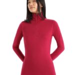 Icebreaker Women Merino 260 Tech Long Sleeve Half Zip Thermal Top Z04NXR859 Clothing Cherry