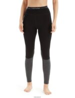 Icebreaker Women Merino 260 ZoneKnit Leggings Z04NXR598 Clothing Black/Jet Heather