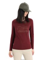 Icebreaker Women Merino Central Classic Long Sleeve T-Shirt Sunset Z04NXR849 Clothing Espresso