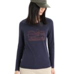 Icebreaker Women Merino Central Classic Long Sleeve T-Shirt Sunset Z04NXR850 Clothing Midnight Navy